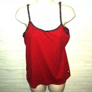 Tommy Hilfiger Women's Size M Tank Top Red Candy Cane Trim Spaghetti Straps